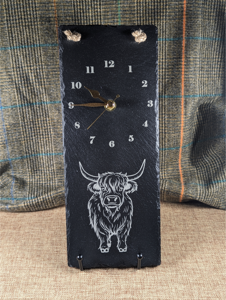 Highland Cow Slate Clock
