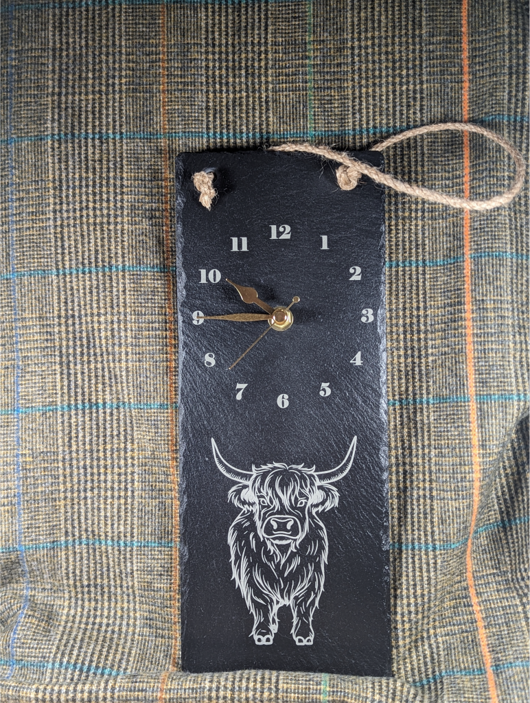 Highland Cow Slate Clock