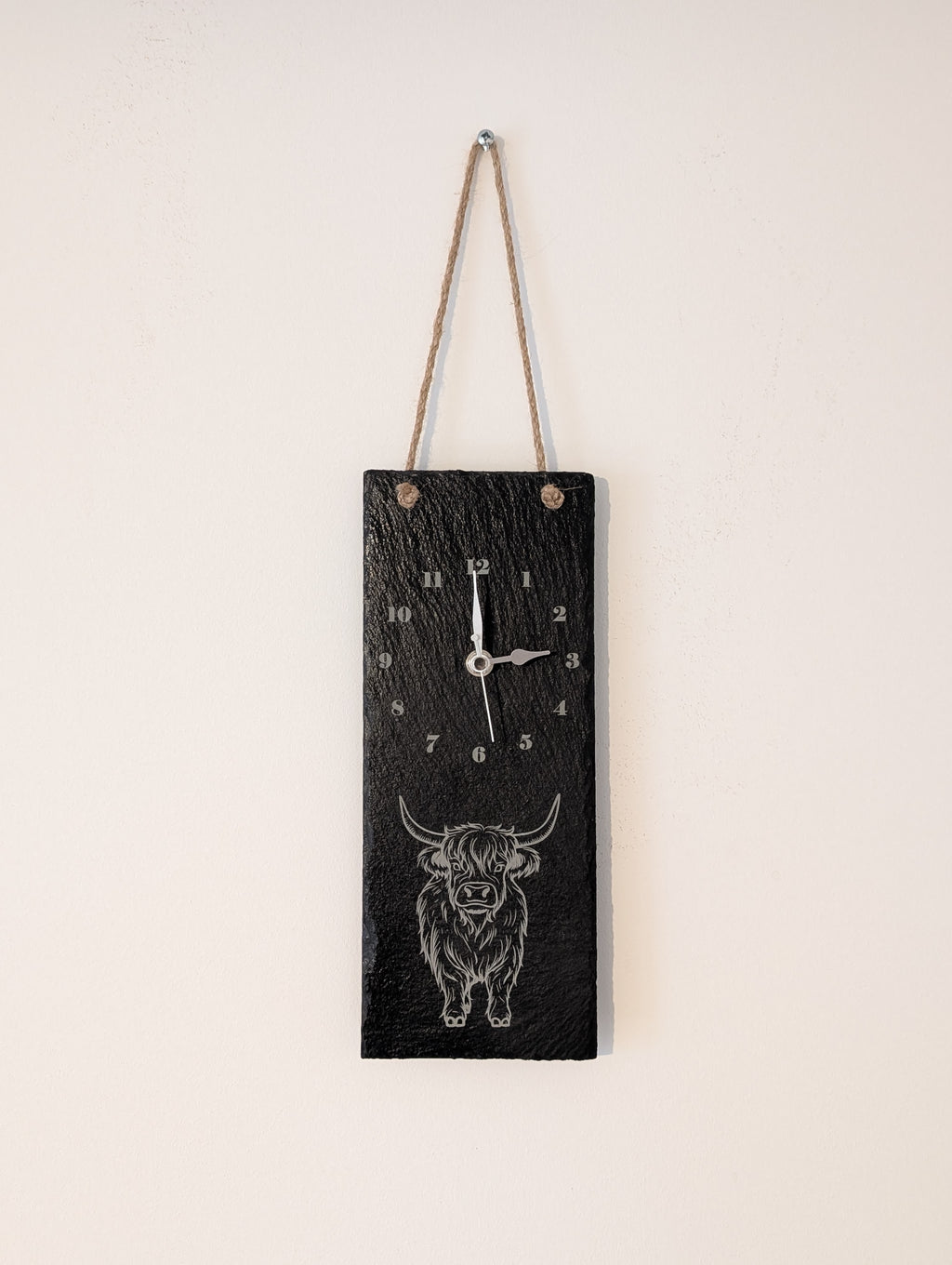 Highland Cow Slate Clock