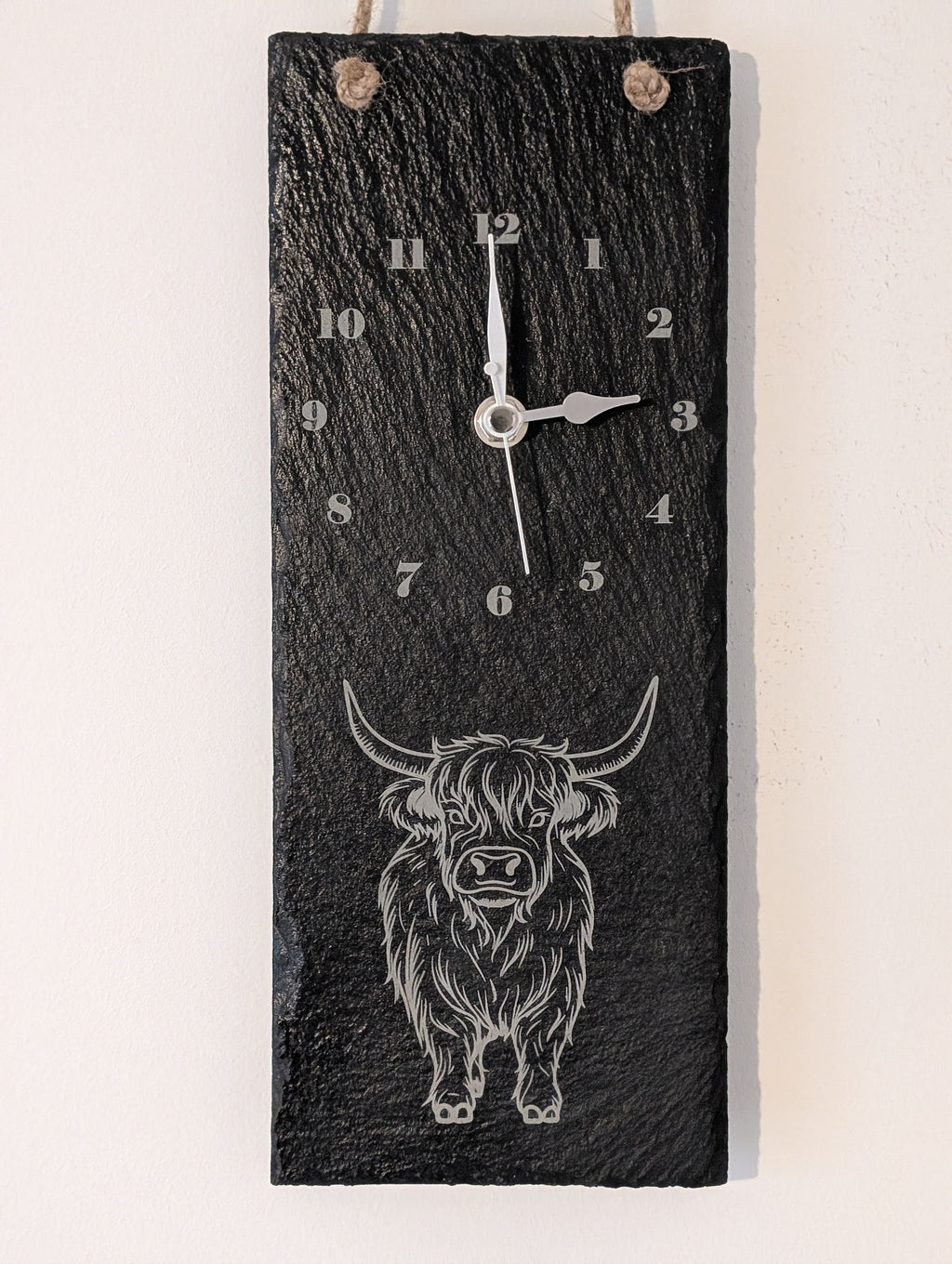 Highland Cow Slate Clock