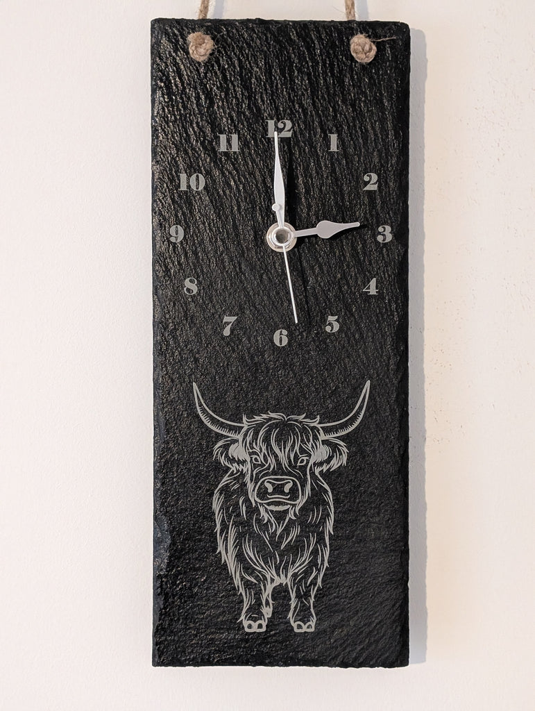 Highland Cow Slate Clock