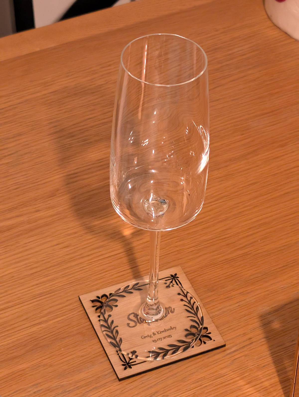 Engraved Wooden Place Name and Coaster