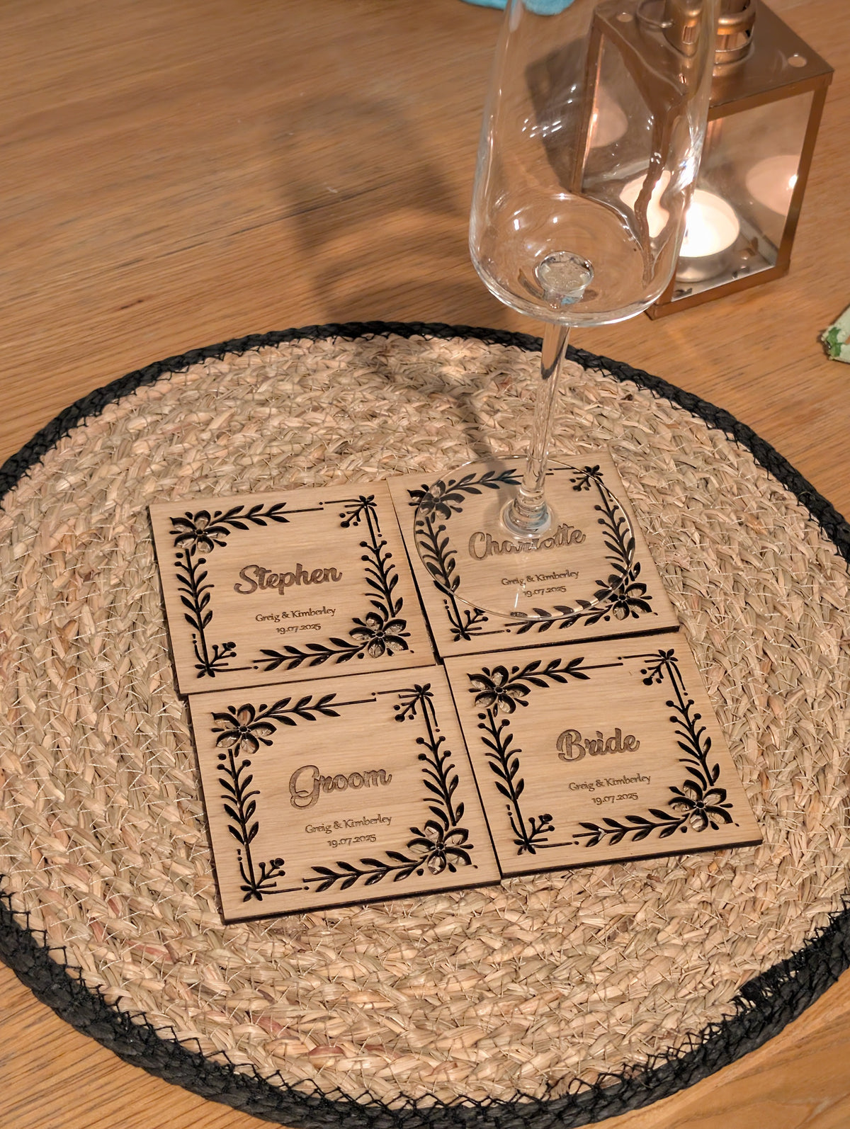 Engraved Wooden Place Name and Coaster