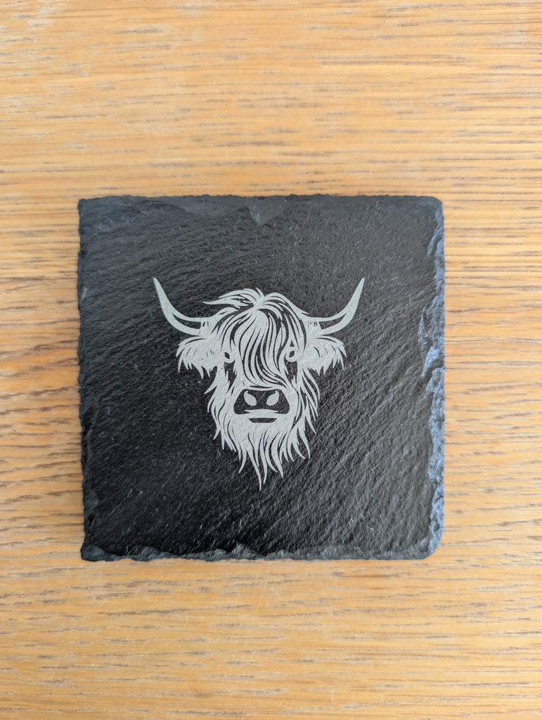 Slate Highland Cow Coaster