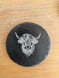 Slate Highland Cow Coaster