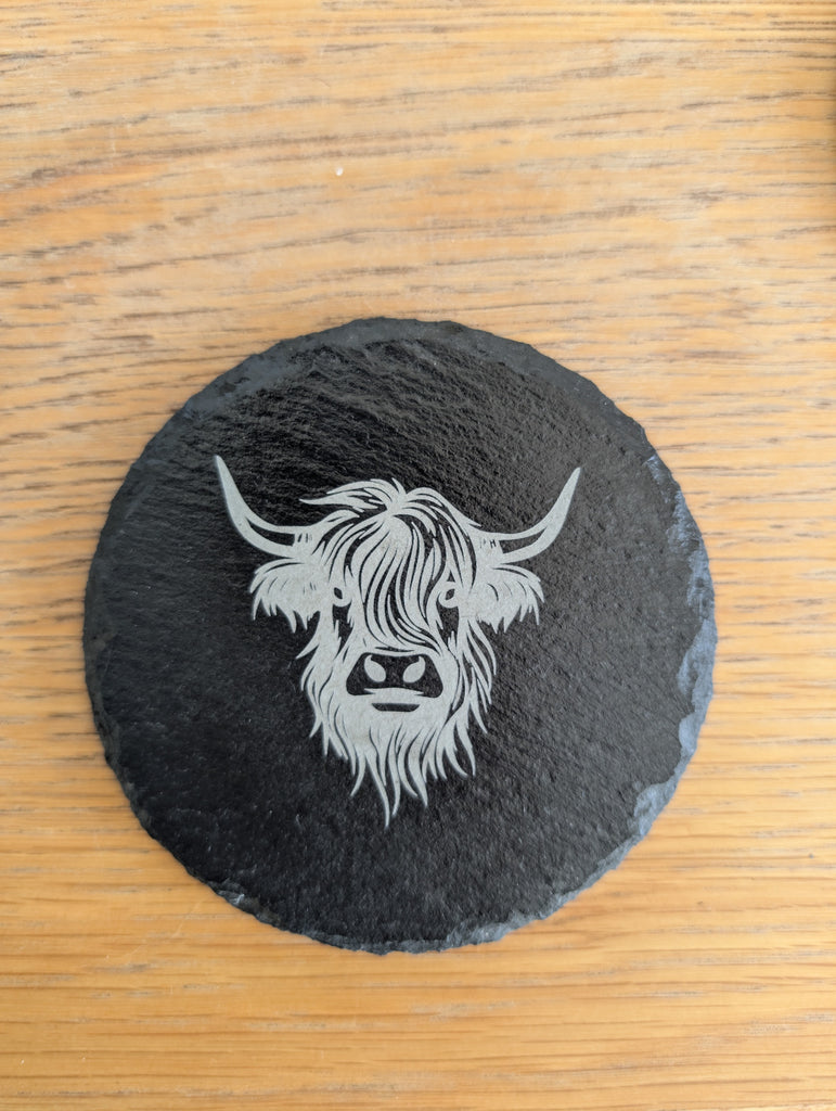 Slate Highland Cow Coaster