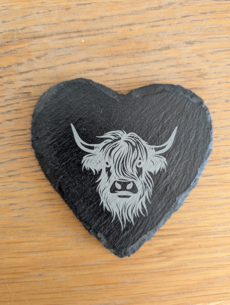 Slate Highland Cow Coaster