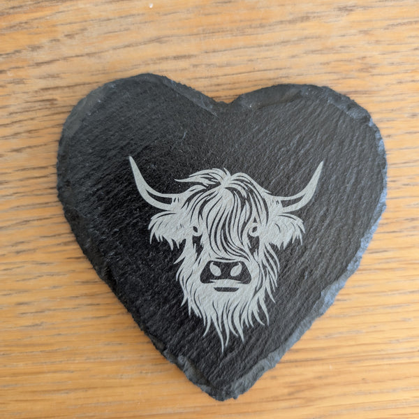 Slate Highland Cow Coaster