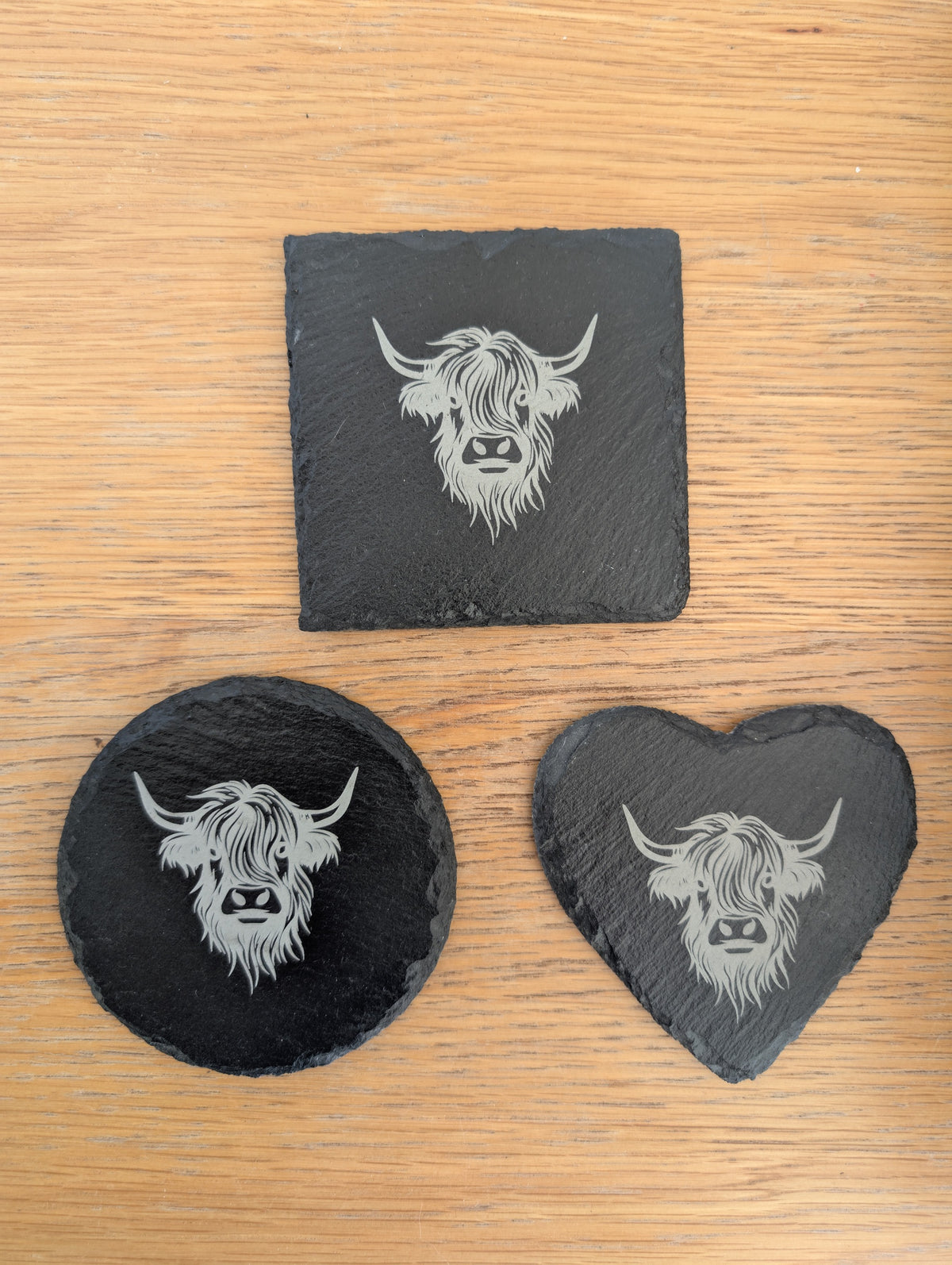 Slate Highland Cow Coaster