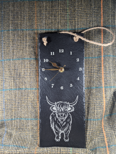 Highland Cow Slate Clock